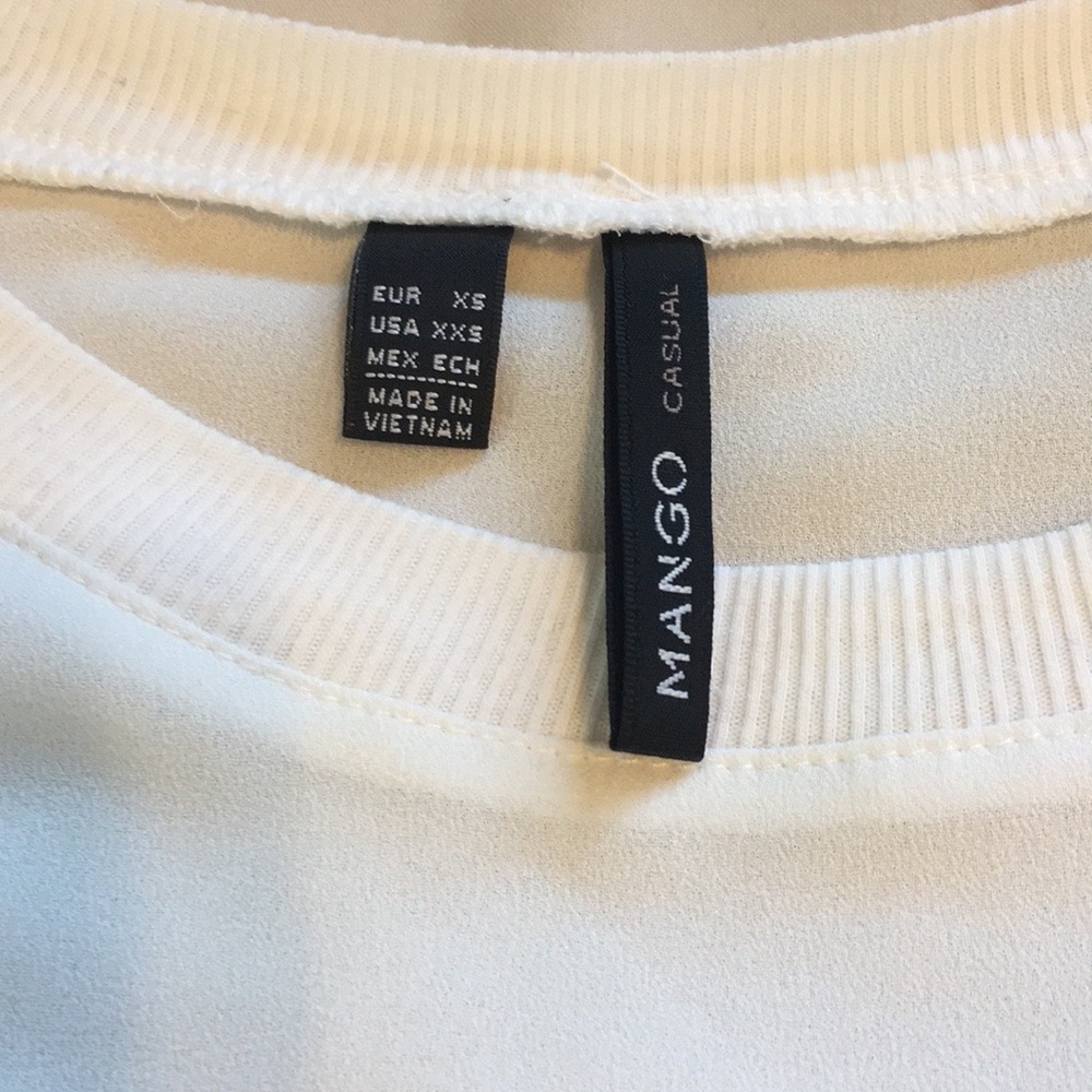 Mango Sheer One Pocket White Tee, XXS - Picture 7 of 9